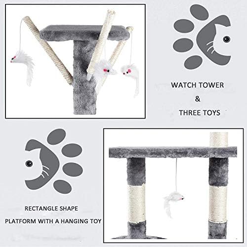 locallocal Cat Tree Activity Center kitten climbing tower play frame with gray cat playtoy