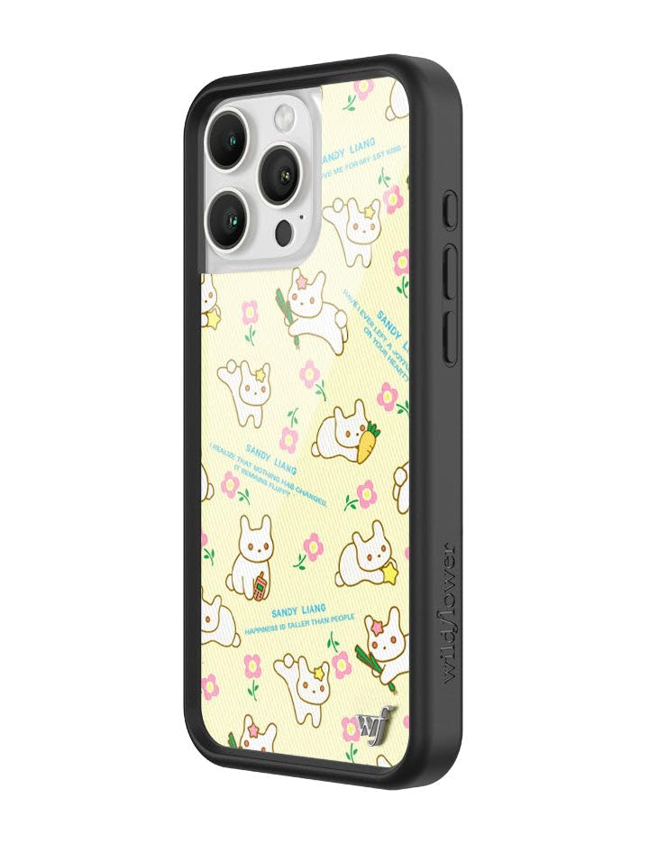 Image of Wildflower Cases - Compatible with iPhone 16 Pro Max | Protective Black Bumper, 6.5ft Drop Test Certified, Women Owned Small Business | Yellow Pink Cute Trendy | Collab - Sandy Liang Bunny Gift Wrap