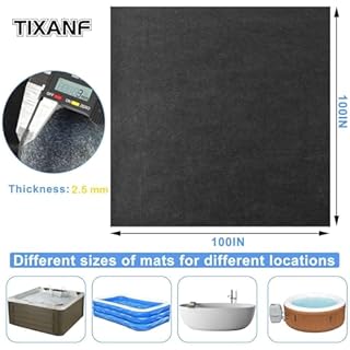 TIXANF 100x100 Inch Hot Tub Mat, Inflatable Hot Tub Mat, Large Washable Floor Protection Mat, Portable Spa Pool Accessories, Waterproof Non-Slip Underlining Absorbent Spa Pool Floor Base Protection