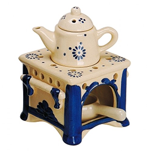 Duftlampe Herd aus Keramik mit Kanne, weiß