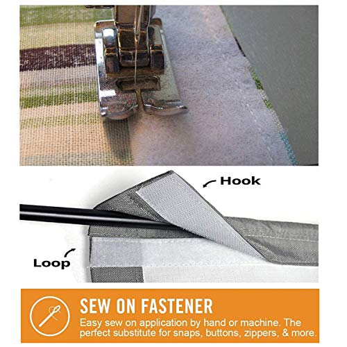 Hanfinee 3/4 Inch Width Sew On Hook And Loop Tape, Non-Adhesive Sticky Back Nylon Fabric Fastener Interlocking Tape For Sewing Crafts Diy,Clothes,Shoes (White,37Ft) #TOP4