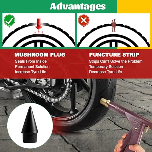 Image of 37 Pcs Mushroom Tire Plug Kit,Tire Plug Gun with 16 Plugs for Tubeless Tyre Punctures and Flats on Motorcycle,ATV,Trucks & Tractors,Fix a Flat Roadside Rapid Repair Set