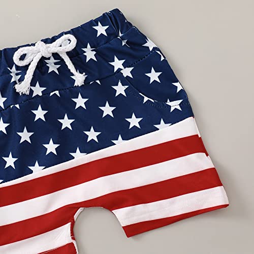 4Th Of July Baby Boy Outfit Short Sleeve T-Shirt Top Stars And Stripes Shorts Set Independence Day Clothes (All American Dude-Red, 12-18 Months) #TOP5