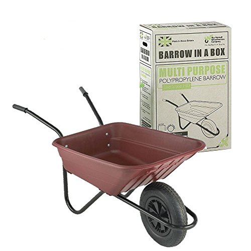Walsall Wheelbarrows 90Ltr Shire Plastic Green Wheelbarrow Barrow in a Box, Burgundy - Pneumatic Wheel