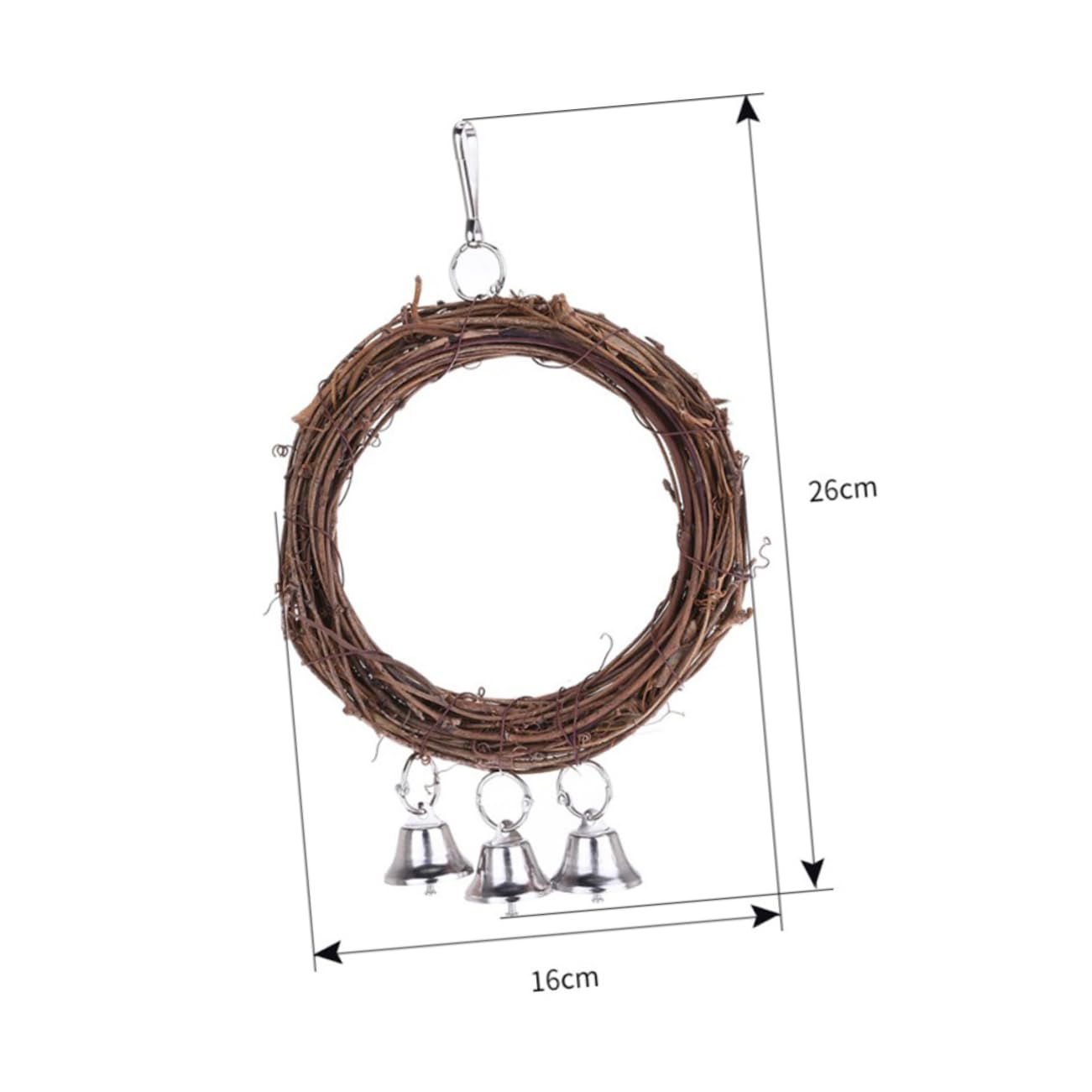 Toddmomy Pet Bird Parrot Swing Rattan Circle with Bells Interactive Wooden Perch for Climbing Exploring Bird for Parrots Cockatiels Lovebirds Random Color Bells Included