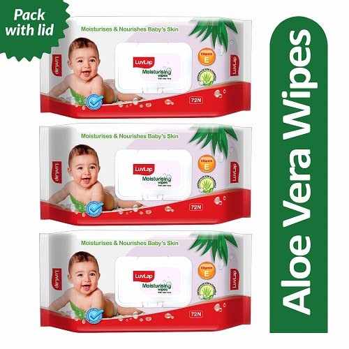 Image of LuvLap Liquid Cleanser, 1.5ltr & LuvLap Paraben Free wipes for baby skin with Aloe Vera, 72 Wipes /Pack With Lid Pack, 3 packs & LuvLap Baby Laundry Liquid Detergent,1000ml