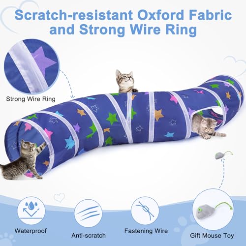Image of Glittme Cat Tunnel, Cat Tunnels for Indoor Cats, S-Shape Peekaboo Cat Cave with Cat Toys, Foldable Cat Tubes and Tunnels for Cats, Rabbit, Puppy, Guinea Pig
