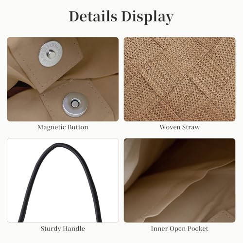 Image of Women's Straw Hobo Tote Bag Handmade Summer Beach Purse Woven Shoulder Handbag 2026