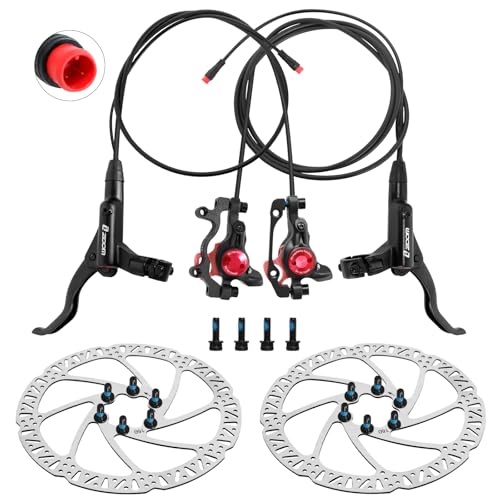 Z00M HB875E Ebike Hydraulic Disc Brake Set, Electric Power-Off Hydraulic Brake Set with 160mm Rotors, Pre-Bled with Mineral Oil Brakes Kit for eBike, Mountain Bike, Road Bike