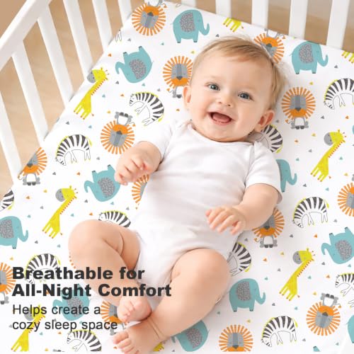 Image of Bimocosy Crib Sheets 4 Pack, 52 inch x 28 inch Baby Fitted for Boys & Girls | Breathable & Snug Fit, Soft Toddler Bed Sheets for Standard Crib Mattress, Nursery & Daycare Essentials