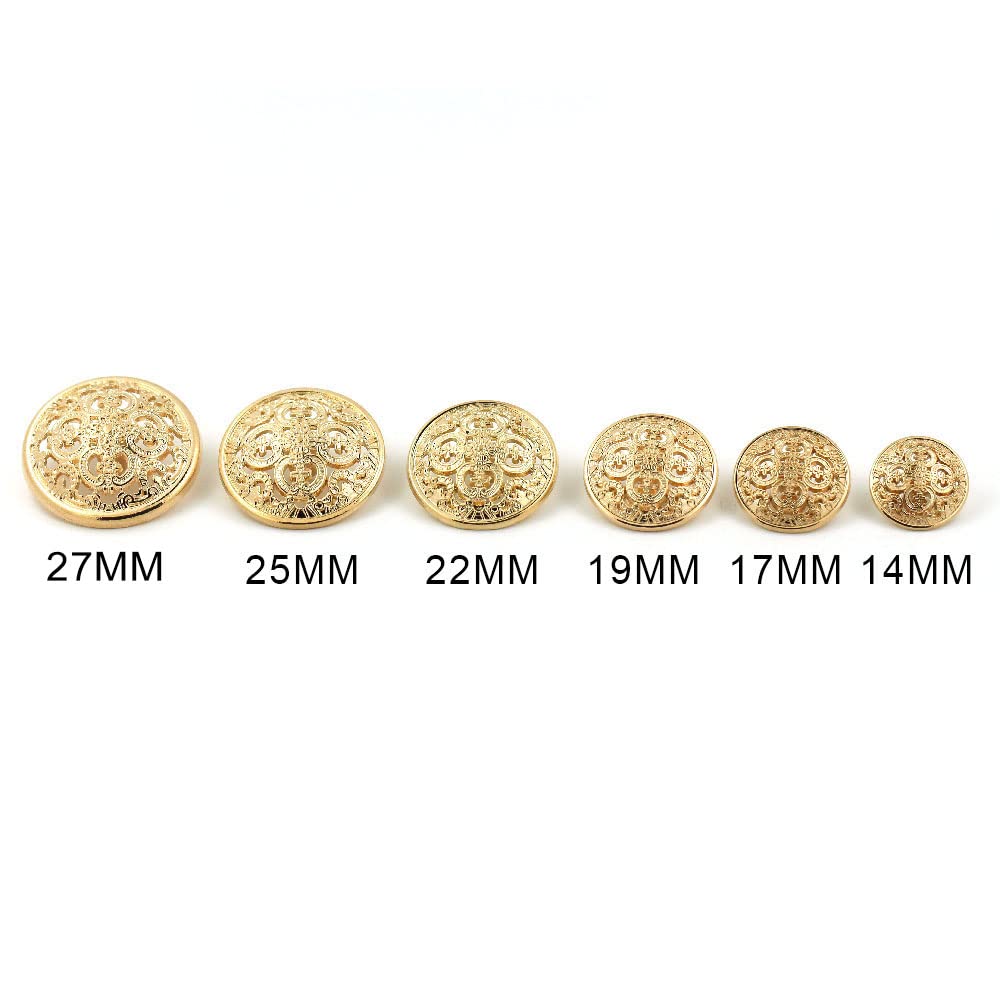Guziki w stylu vintage Guzik 5 sztuk pusty metalowy guzik czarne srebrne złote guziki okrągły ozdobny guzik na ubrania akcesoria do szycia DIY rzemiosło 14-27mm guziki(Gold2,14mm)