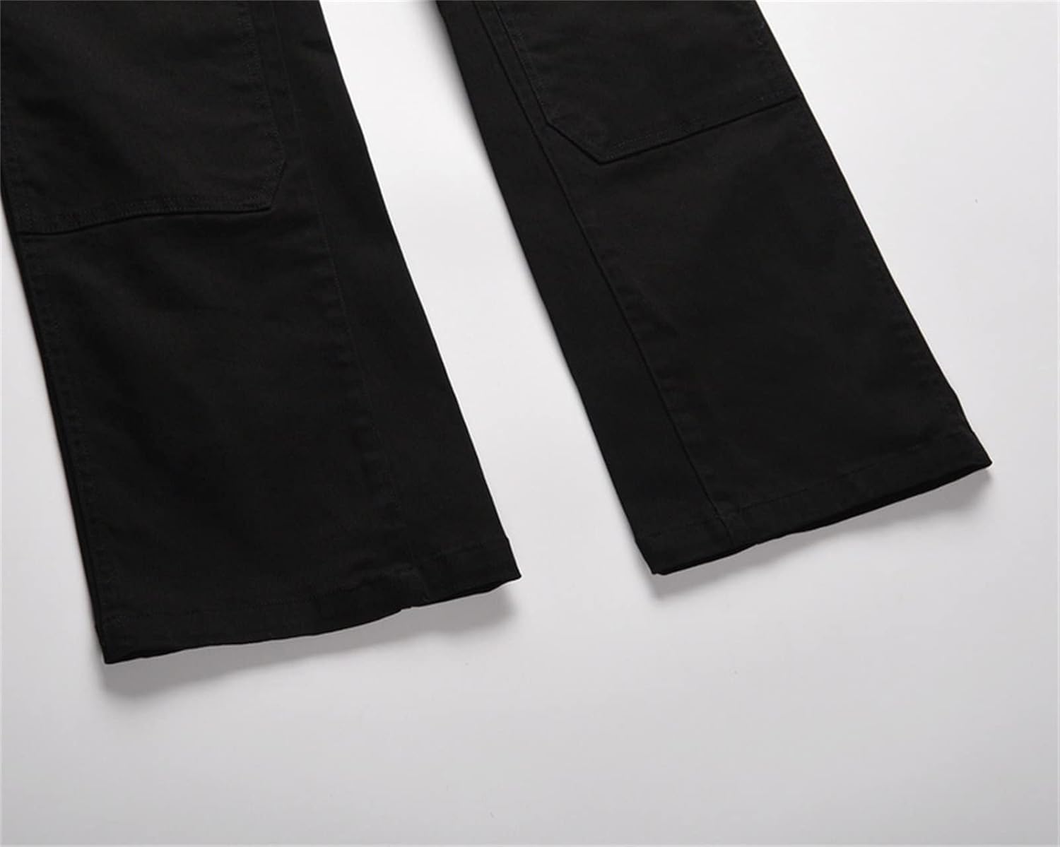 DGHM-JLMY Men's Multi-Bag Spliced Flared Pants Zip Jeans Bootcut Wide Leg Jeans Relaxed Stretch Bell Bottom Comfort Jeans