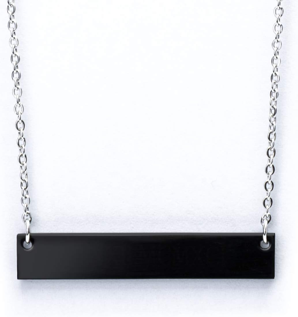 Caramel Sweet Life Chic Polished Stainless Steel Black Tone Horizontal Bar Necklace Pendant 5 Colors with Chain
