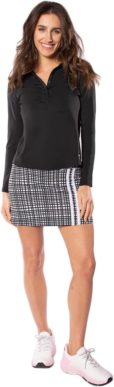 GOLFTINI Long Sleeve Ruffle Tech Polo