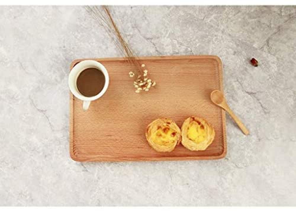 Bandeja de Madera para Servir, Bandeja de Camarero, Bandeja de Desayuno, Bandeja de Madera para té, café, Fruta, Pan -35 × 24 cm (35 x 24 cm)