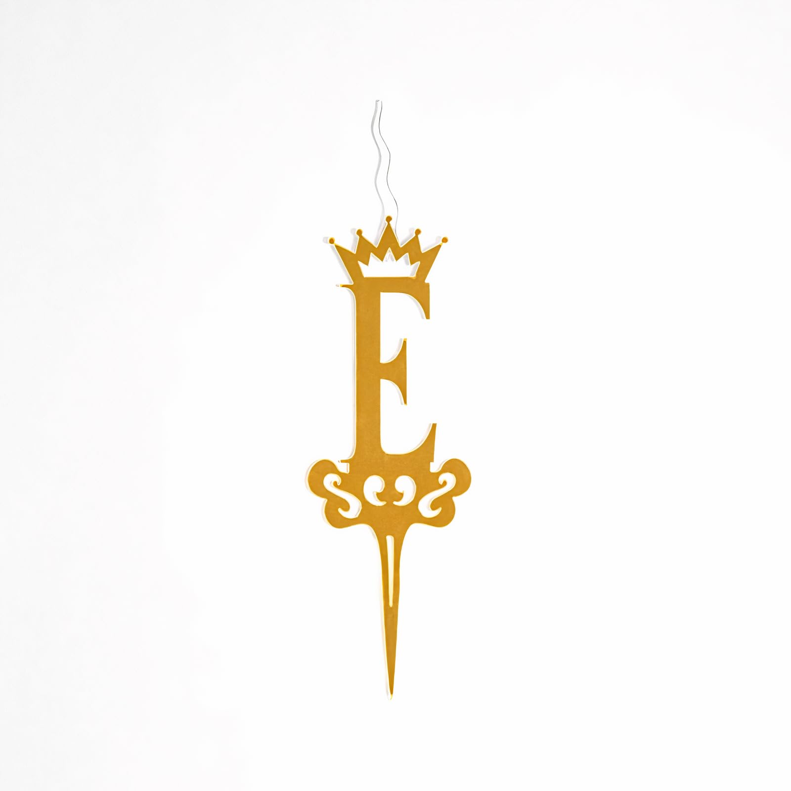 Food Safe Premium Candle Cake Topper for Birthday, Anniversary, and Custom Party Celebrations in Letters - Gold (Letter E)