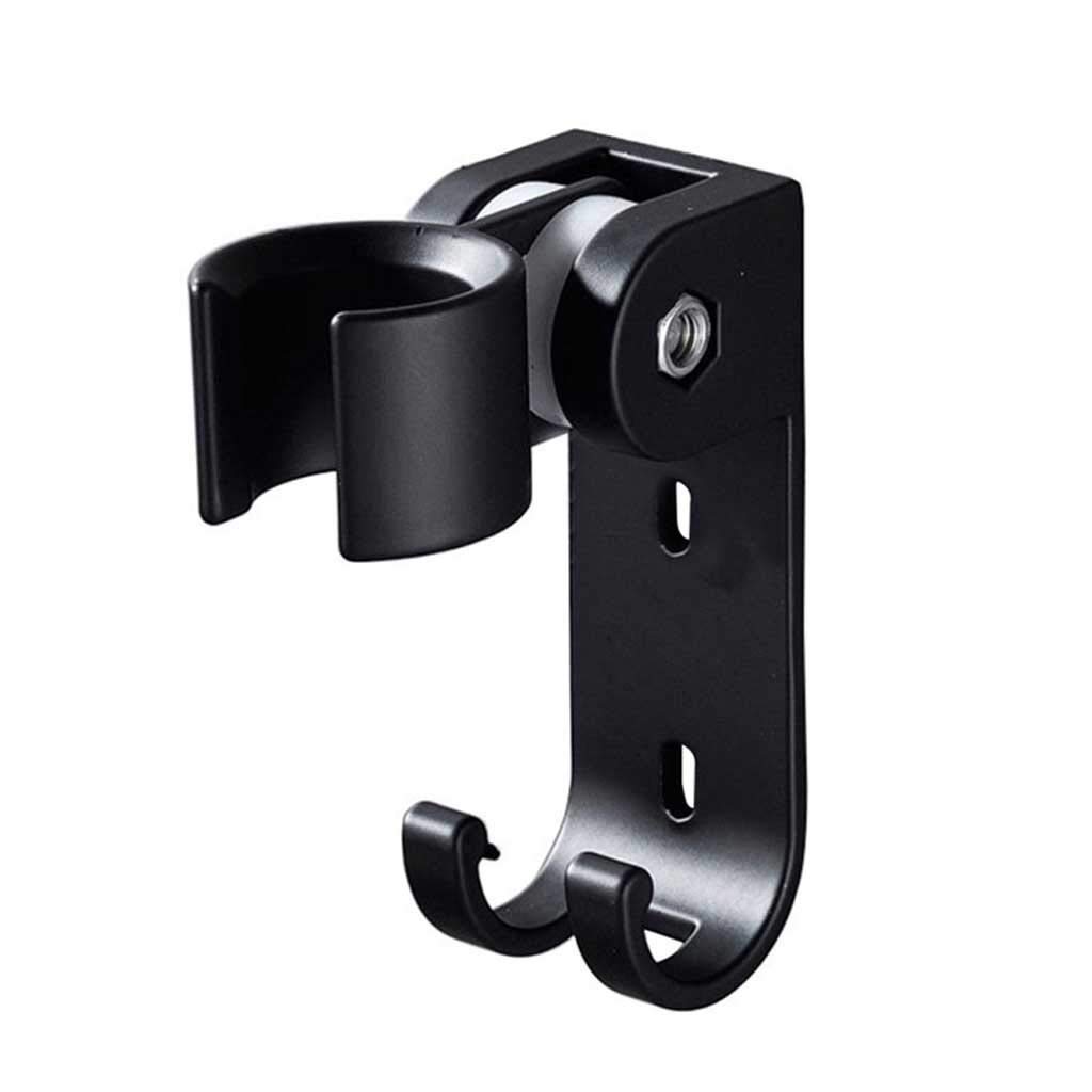 Soporte de ducha negro regulable con base orientable para barra de baño