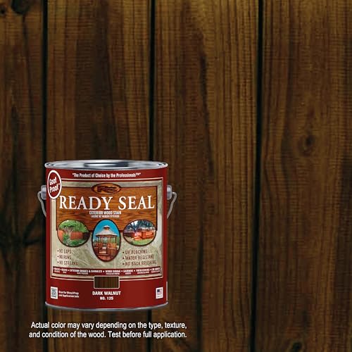 Image of Ready Seal Exterior Wood Stain | Semi-Transparent Oil-Based Formula | Professional Grade Stain and Sealer in One | Ideal for Decks, Fences, Pergolas, Wood Siding & More | Gallon | Dark Walnut
