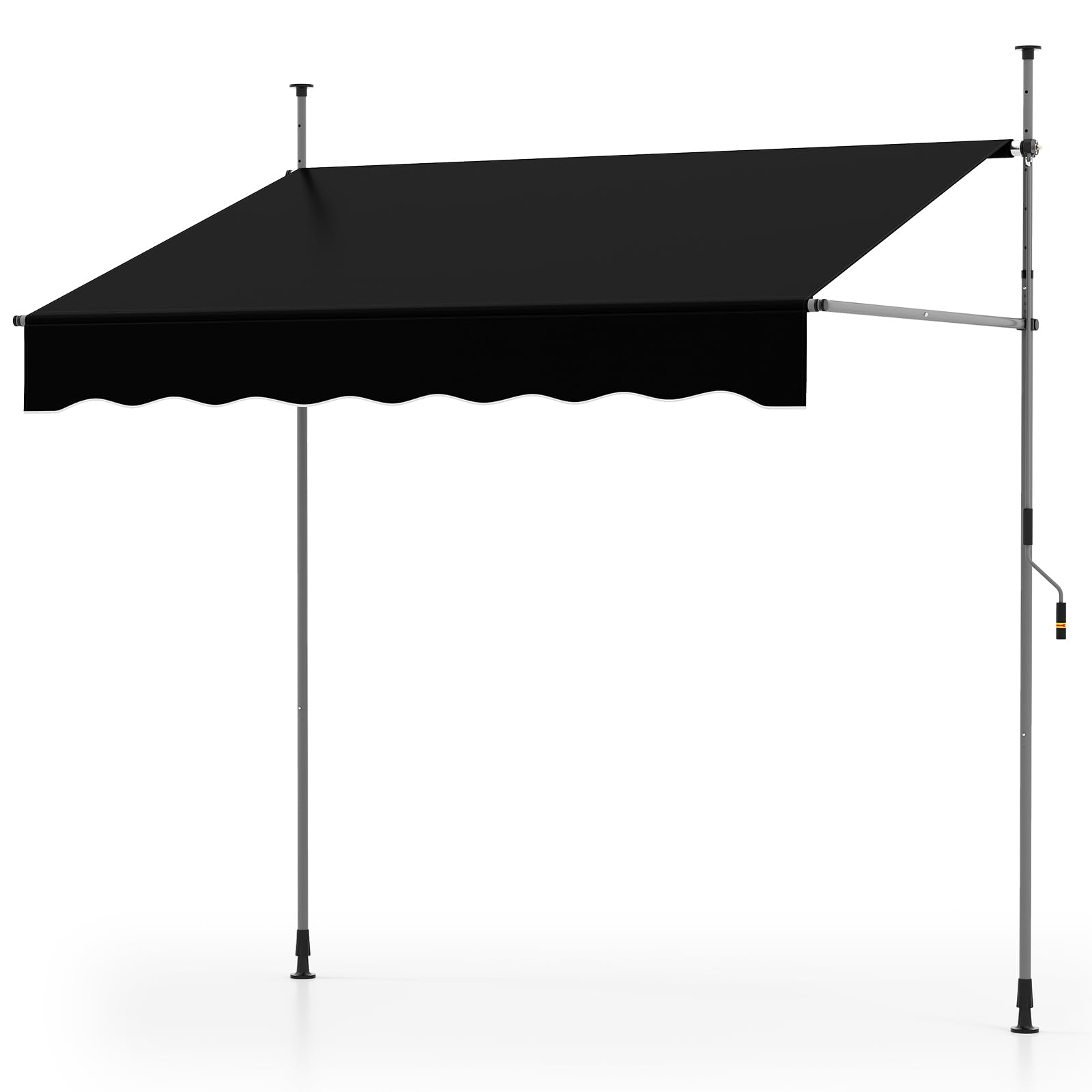HOMASIS Store extérieur Extensible, Protection Solaire réglable en Hauteur et en Inclinaison, Store de Balcon sans perçage, Pare-Soleil à manivelle (Noir, 200 x 180 x 210-300)