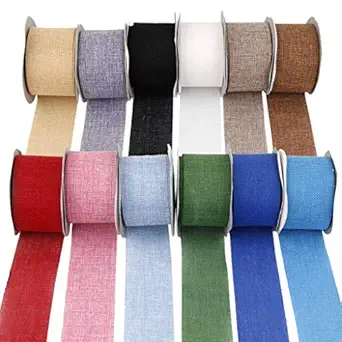 ELECTROPRIME Rustic Faux Burlap Hessian Ribbon Weddings Belt Strap Craft Floristry Yellow