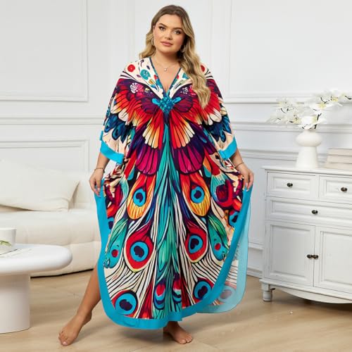 Image of Kaftan Dress for Women - Plus Size Caftan Maxi Beach Dress Moo Moos Loungewear, Swimsuit Cover Up for Beach, Pool or Vacation