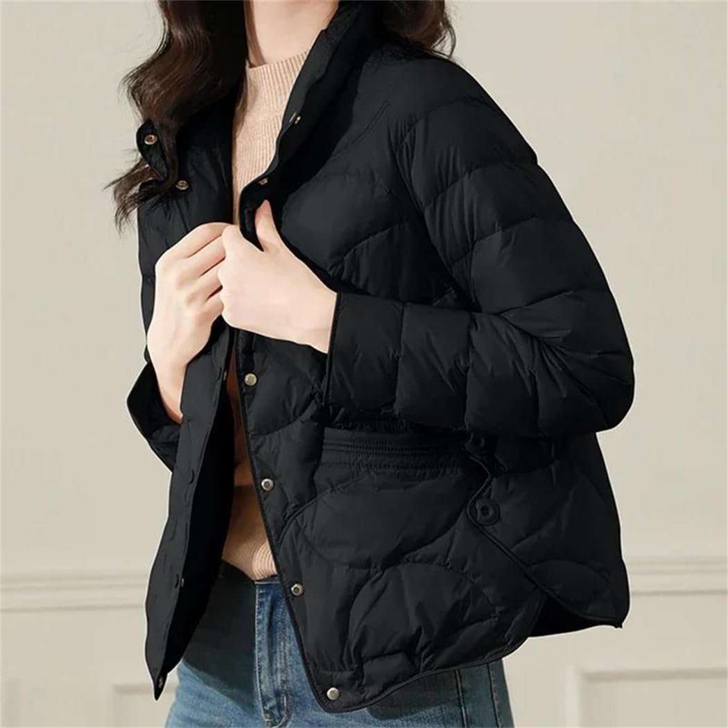 Generico Piumino Corto Da Donna Caldo Con Collo Alto E Bottoni Tinta Unita Per Autunno E Inverno Piumino Versatile Alla Moda Casual Ampio E Antifreddo