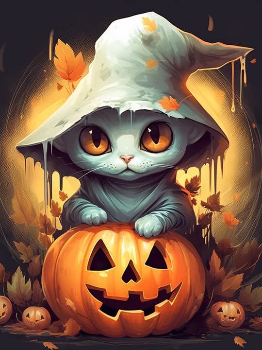 5D Diamond Painting Halloween-Kürbis - Diamantmalerei Set 30x40 Cm