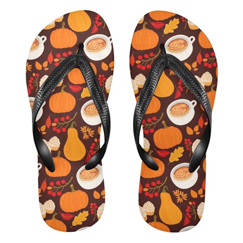 Burbuja Pumpkin Spice Cups Flip Flops for Women Men, Soft Thong Sandals Rubber Slippers for Pool Beach Essentials