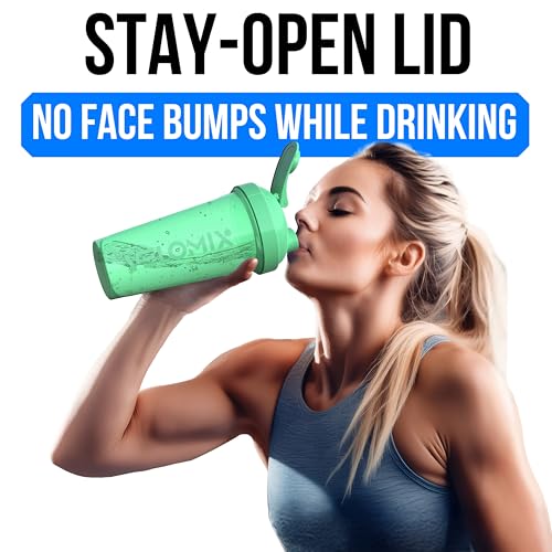 Image of VELOMIX -3 PACK- 28 oz Protein Shaker Bottle for Protein Mixes - 3x Wire Whisk | Leak Proof Shaker Cups for Protein Shakes | Stackable Protein Shaker Bottle Pack (C5) Turquoise /Clear