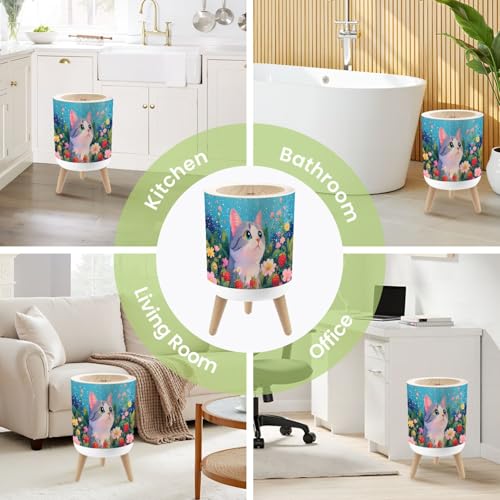 Caneca de basura redonda con tapa y piernas 7L miniatura 6