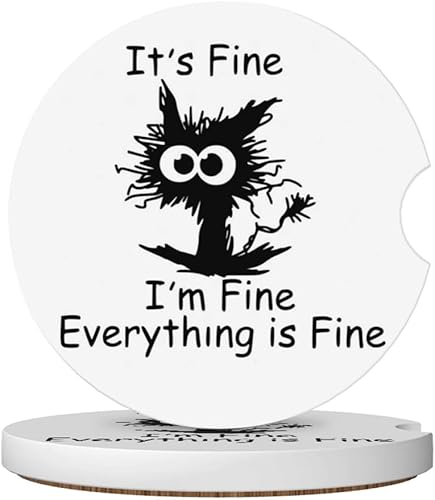 Portavasos para automóvil, 2 posavasos de cerámica con parte trasera de corcho y ranura para los dedos, antideslizante, absorción de golpes,