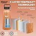 Healthy Human Stainless Steel Water Bottle | Double Walled Vacuum Insulated Water Thermos for Adults | Eco-Friendly Travel Bottles with Leak Proof Lid (Natural Wood, 40 oz / 1183 ML)