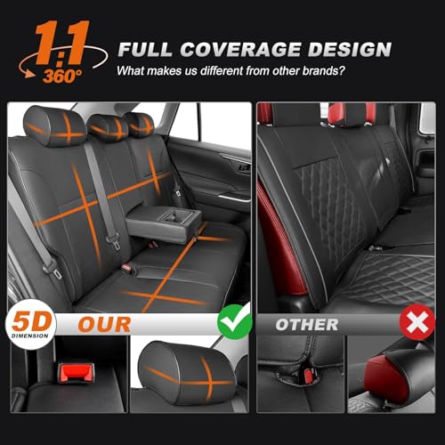 Image of AOMSAZTO Custom Fit Seat Covers for Toyota RAV4 2019 2020 2021 2022 2023 2024 2025 LE XLE XLE Premium Limited, Custom Fit Full Set Faux Leather Black