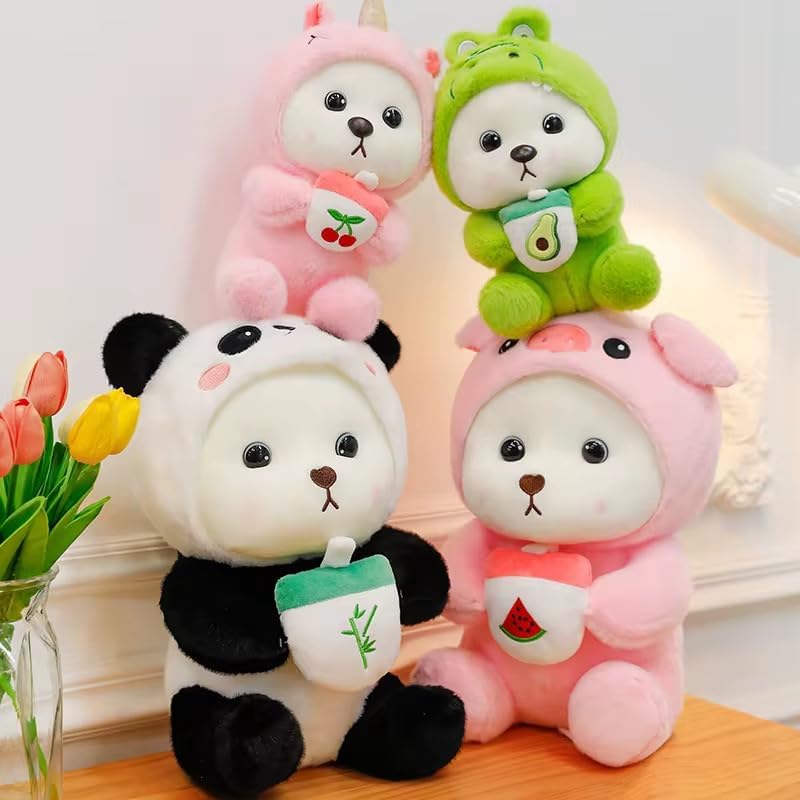 Image of Cute Panda Plush Toy 30 cm - Soft Stuffed Animal Hugging Doll for Kids, Girls & Boys | Adorable Kawaii Panda Bear Plushie for Decor & Gifts (Unicorn Hoodie Bear 30cm)