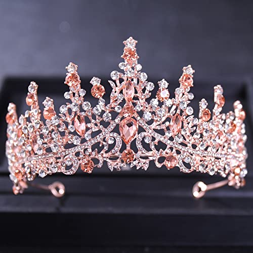 Rose Gold and Amber Crystal Tiara Hair Crown - Women\'s Hair Accessory Amazon.com : XMKJCHA Hair Jewelry Crown Tiaras for Women  main image 3