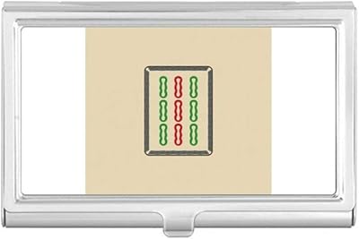 Mahjong Bamboo Bar 9 Tiles Pattern Business Card Holder Case Pocket Box Wallet