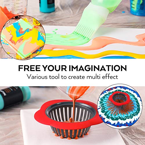 Nicpro Acrylic Pouring Kit, Artist Starter Supplies Including 19 Colors Acrylic Paints,Pouring Medium, Silicone Oil, Canvases, Gloves, Strainers, Mixing Stick, Instructions For Flow Diy Painting #TOP5