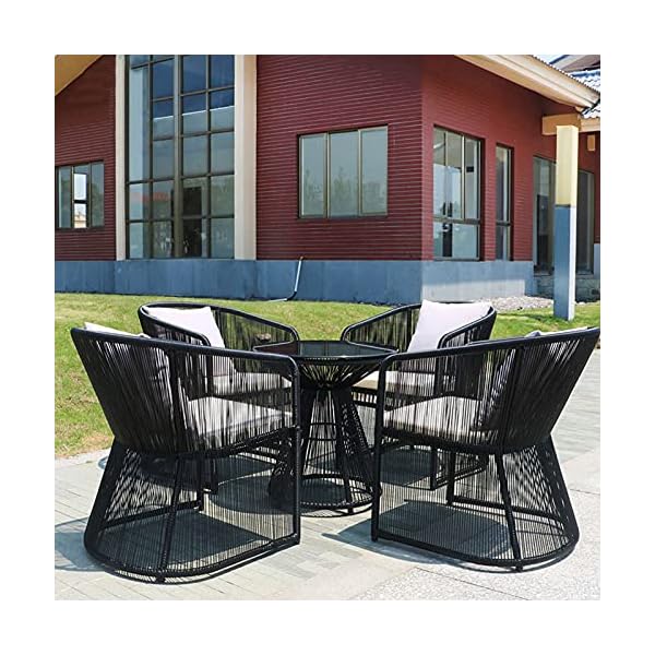 YTBLF 5 Piece Outdoor Garden Furniture Set Patio Rattan Dining Table Chairs Set - Patio Rattan Chair Creative Balcony Tables And Chairs Outdoor Furniture Rattan Tea Table - Image 3