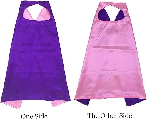 Miniatura 4 de Juego de capa reversible de superhéroe de 27.5 pulgadas con máscara de fieltro para niños y niñas, disfraces de Halloween, fiestas de cumpleaños