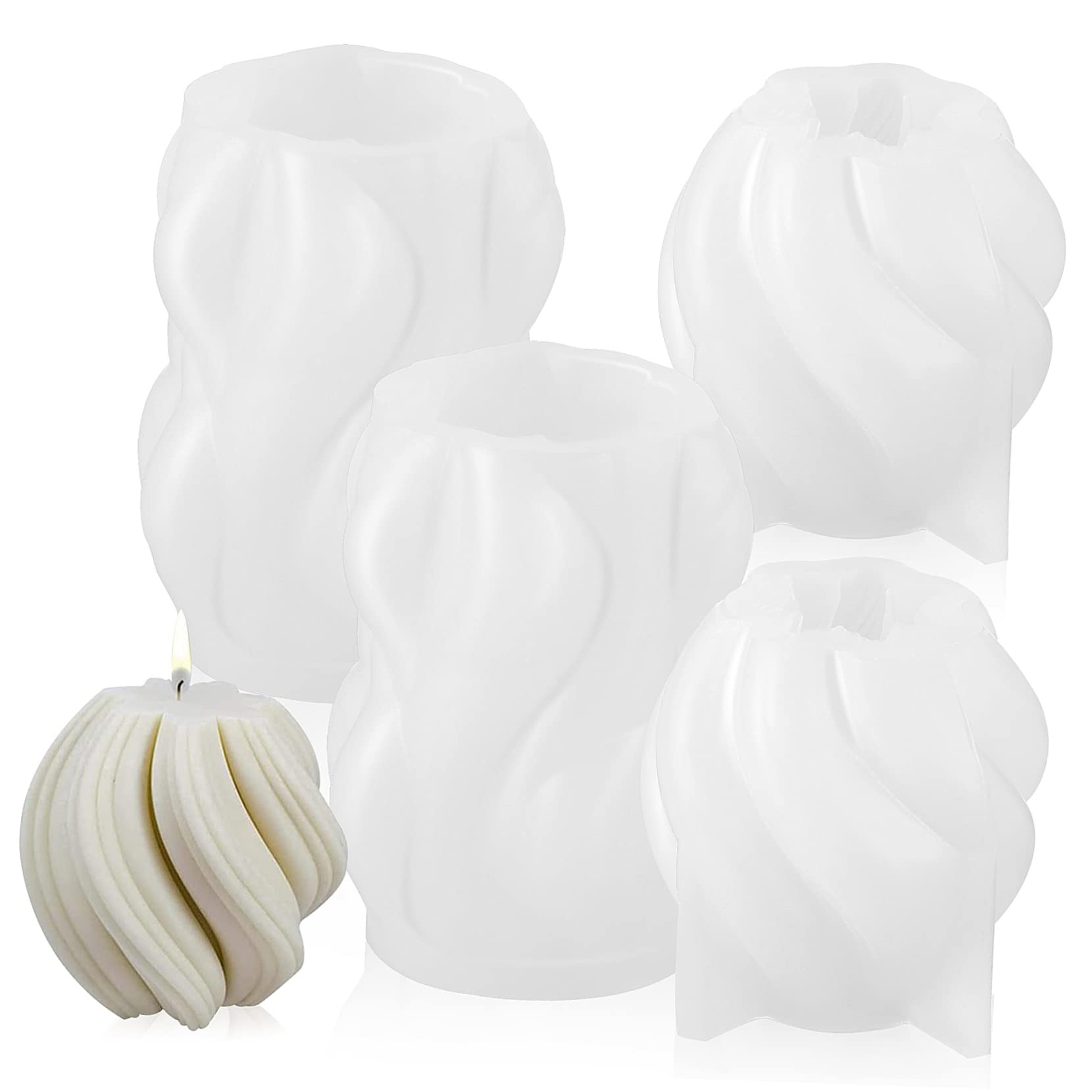 4piezas Moldes De Silicona Para Velas Molde De Olas Para Bricolaje y Jabón Fácil De Desmoldar Duradero y Reutilizable