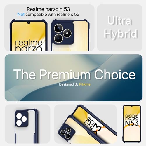 Image of Outlouders Back Cover for Realme Narzo N53 / Realme C53 | Ultra Hybrid Transparent | Full Camera Protection | Raised Edge | Crystal Clear Bumper Case (Blue)