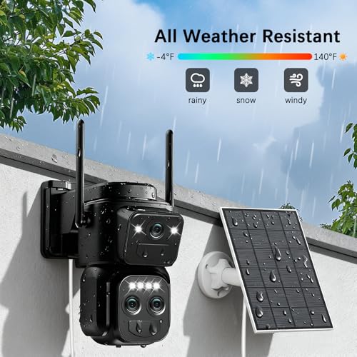 Calike 10X Triple Lente Camara Vigilancia WiFi Exterior con Panel Solar,Detección Humana PIR Doble,Visión Nocturna en Color, Audio Bidireccional,Seguimiento Automático, Sirena,IP66,2.4G/5GHz,360°PTZ - imagen 9