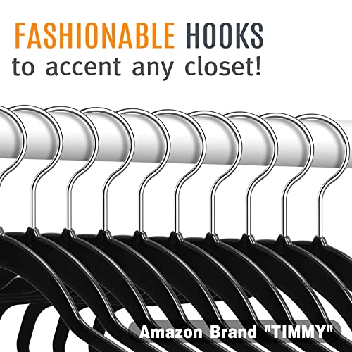 Timmy Thin Plastic Hangers ,Black Clothes Hangers 50 Pack Pants Hangers Chrome Hooks Heavy Duty Hangers, Space Saving Non Felt Adult Slimline Coat Hangers For Closet #TOP4