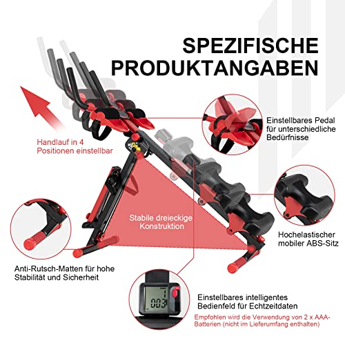 COSTWAY 4 in 1 Rudergerät für zuhause | klappbarer Bauchtrainer AB Trainer | Rudermaschine mit LCD-Bildschirm… – Bild 5