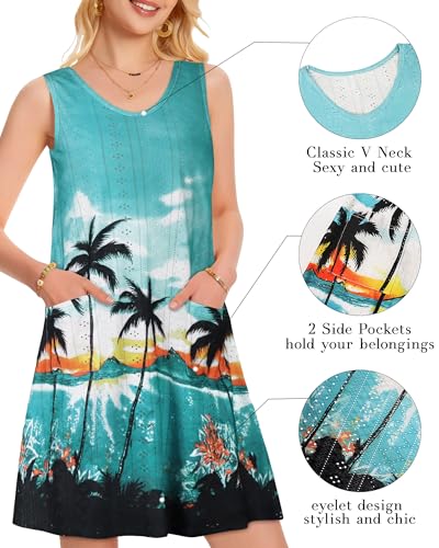 Image of elescat Swimsuit Coverup Summer Dresses for Women Eyelet Casual Loose Sleeveless Sundress with Pockets 2026