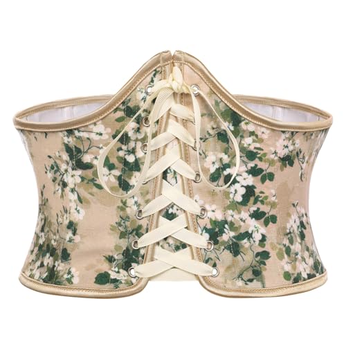 Image of Scarlet Darkness Corset Belt for Women Renaissance Lace up Corset Floral Wide Waist Belts