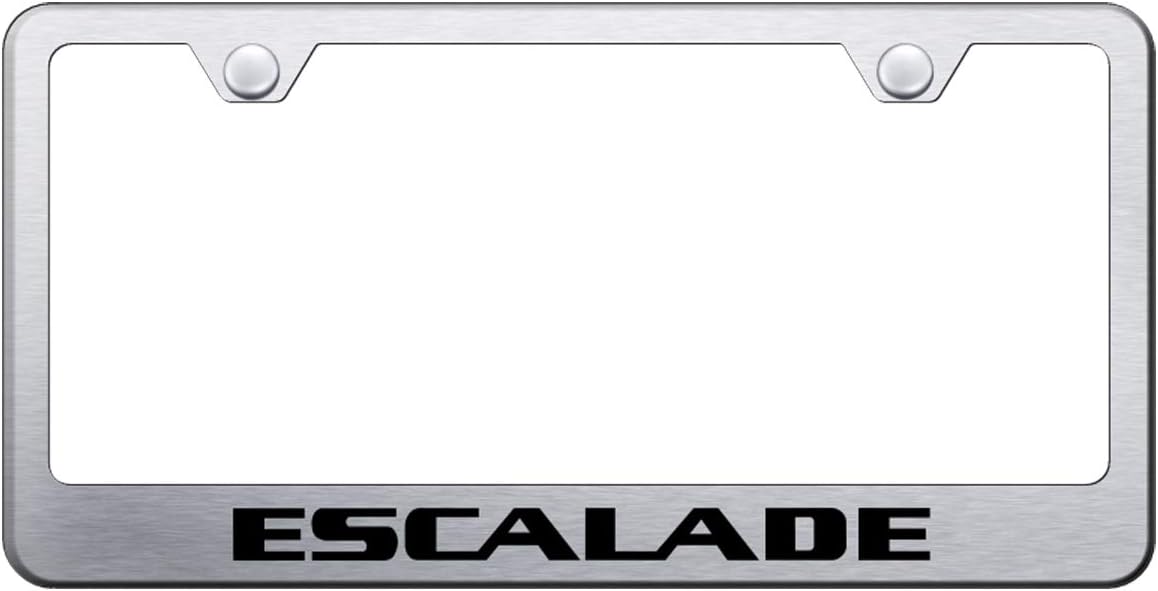 Au-TOMOTIVE GOLD Laser Etched Logo Stainless Steel License Plate Frame for Cadilac Escalade (Black)