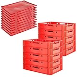 Kingpower Fleischkiste E1 mit Deckeln Fleischkiste Rot Fleischerkiste Fleischkisten Kiste Fleischkiste Eurobox Lebensmittelecht 60 x 40 Metzgerkiste Auswahl, Anzahl:10
