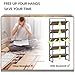 4NM No-Assembly 5 Tiers Folding Bookshelf Storage Shelves Vintage Bookcase Standing Racks Study Organizer Home Office (Rustic Brown Black)
