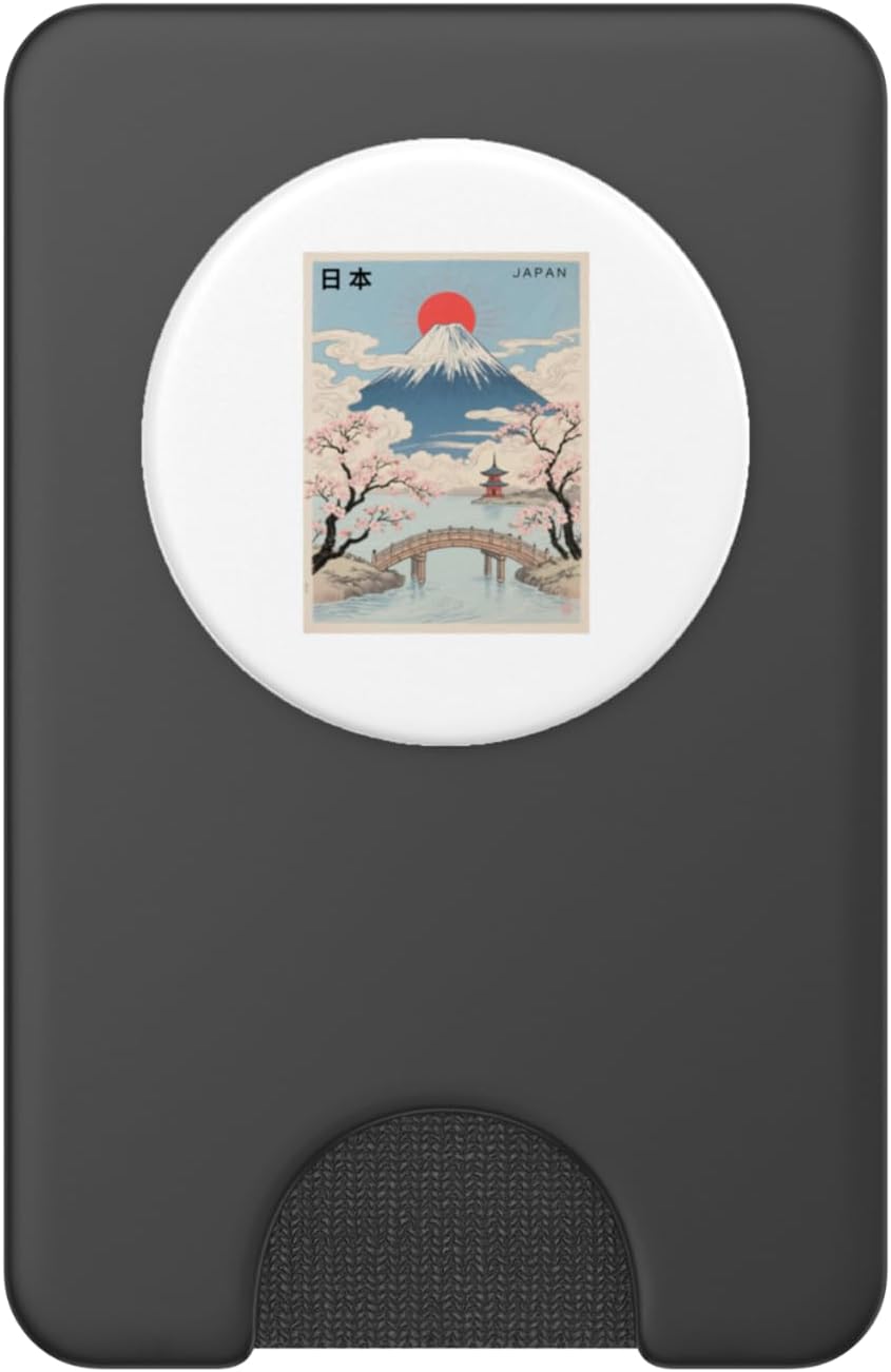 Japanese Art Mount Fuji Cherry Blossoms Vintage Souvenir PopSockets PopWallet for MagSafe